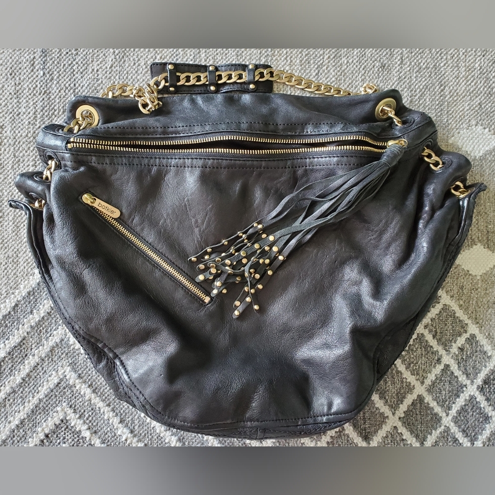 BOTKIER Black Leather Hobo Bag